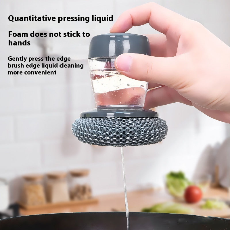 1pc Lazy Dish Brush with Liquid Tank - Auto Dispense Soap, Ergonomic Handle for Sink Cleaning