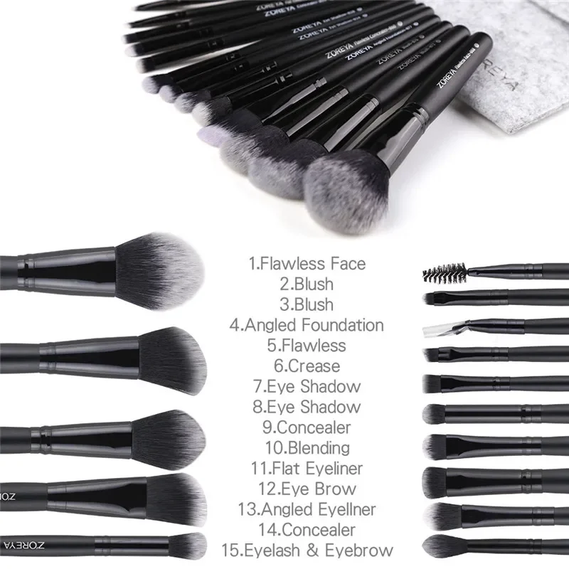 New 3/9/15pcs Professional Makeup Brush Set With Bag Powder Eyeshadow Brush Brochas Maquillaje Cosmetics Tool