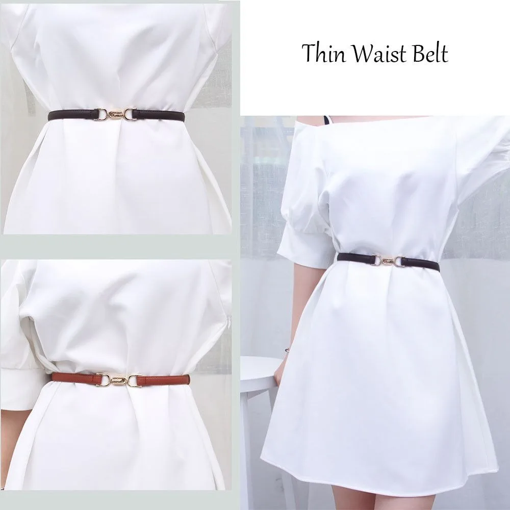 

Женский тонкий ремень из искусственной кожи, регулируемый винтажный пояс, простой дизайн, узкие поясные ремни с пряжкой золотого цвета