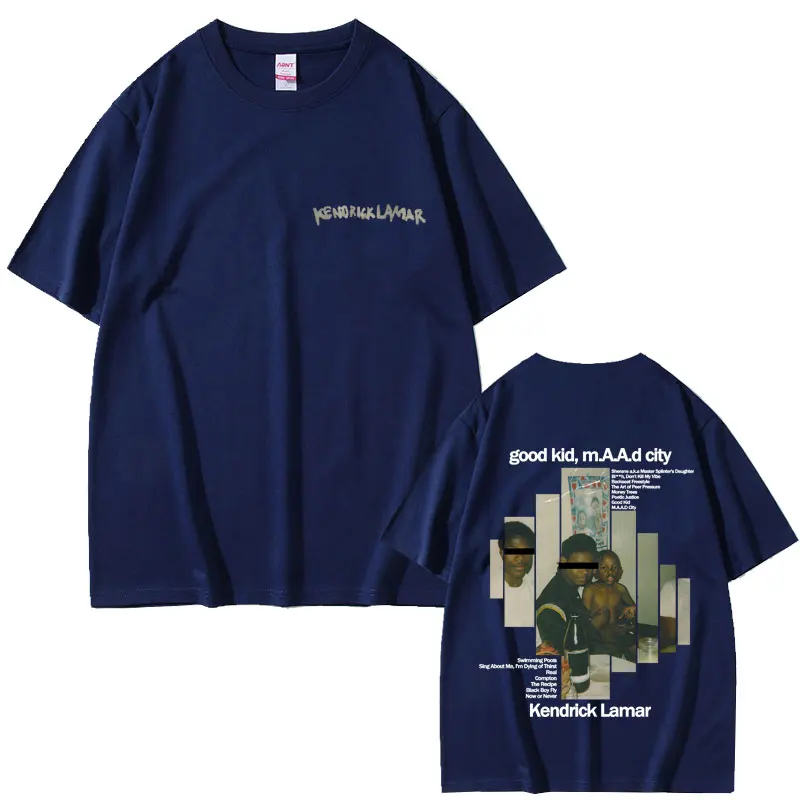 Camiseta gráfica del rapero Kendrick Lamar Good Kid Album para hombres y mujeres, camisetas Vintage de moda Hip Hop, ropa de calle informal de gran tamaño para hombre
