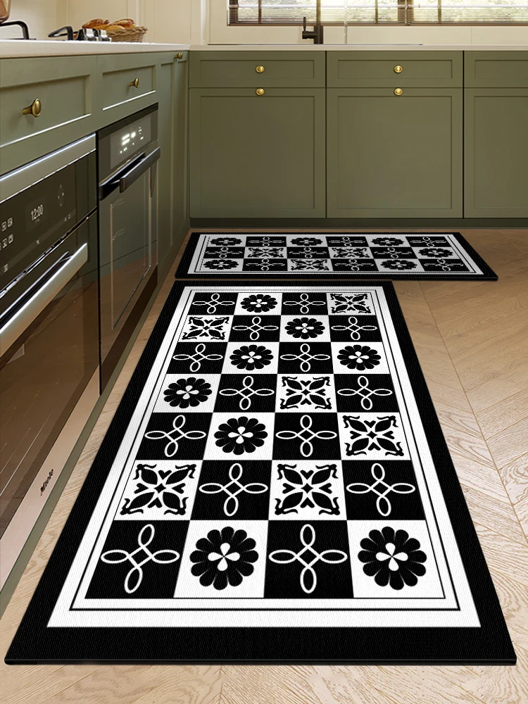 

VIKAMA 2Pcs Kitchen And Bathroom Anti-Slip And Anti-Disturbance Floor Mats Silica Gel Water Absorbing Mats Home Decoration