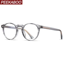 Peekaboo anti blue light glasses for women male clear lens TR90 retro round glasses frame for men black transparent CP acetate