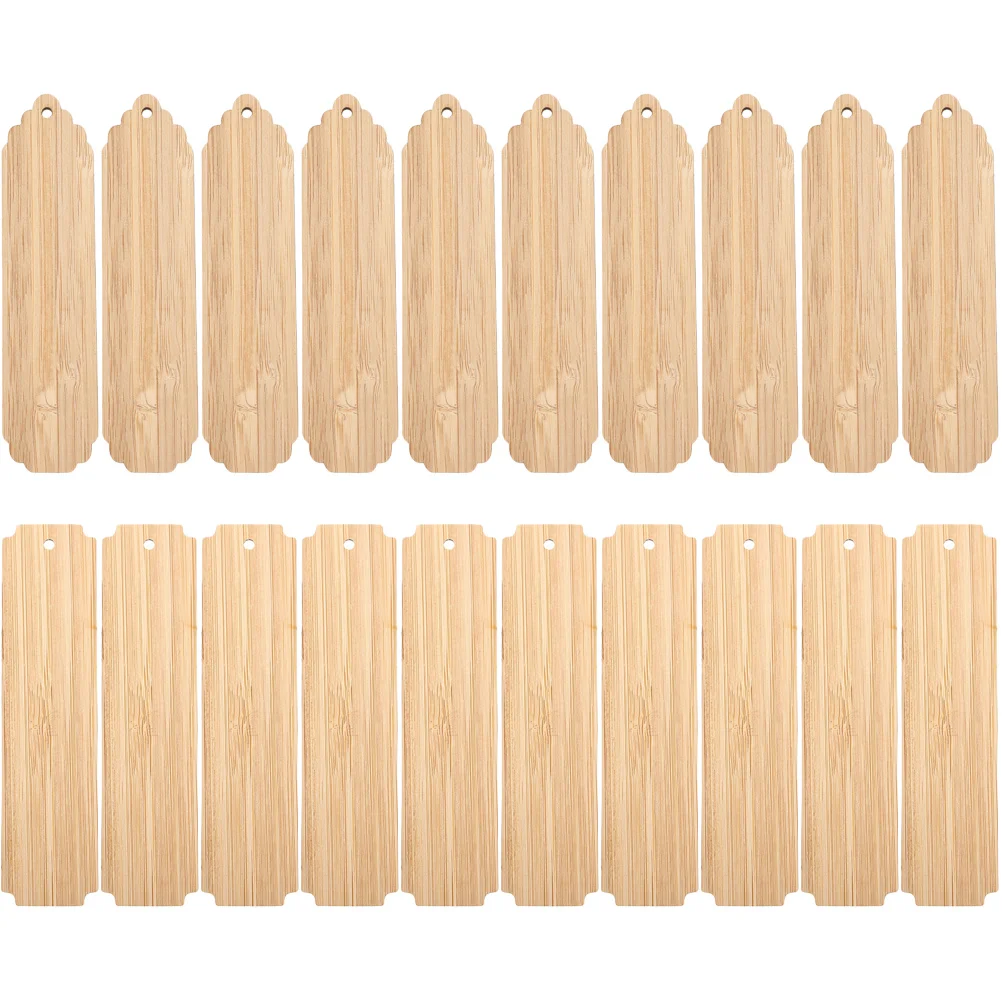 Marcapáginas de madera en blanco de 20 piezas, marcapáginas rectangular de madera sin terminar para manualidades Diy para estudiantes, pintura, dibujo, diseño personalizado