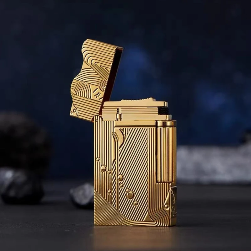 

New Classic Sound Brass Lighter Golden Sleeping Mermaid Pattern Retro Lighter Fire Man Series Exquisite Men's Gift