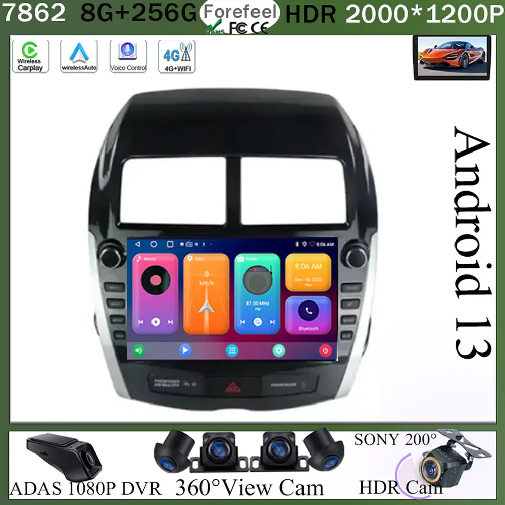 

For Mitsubishi ASX 2010-2016 Android 13 Carplay adio Multimedia Video Player Navigation Stereo GPS No 2Din 2Din DVD 5G WIFI BT