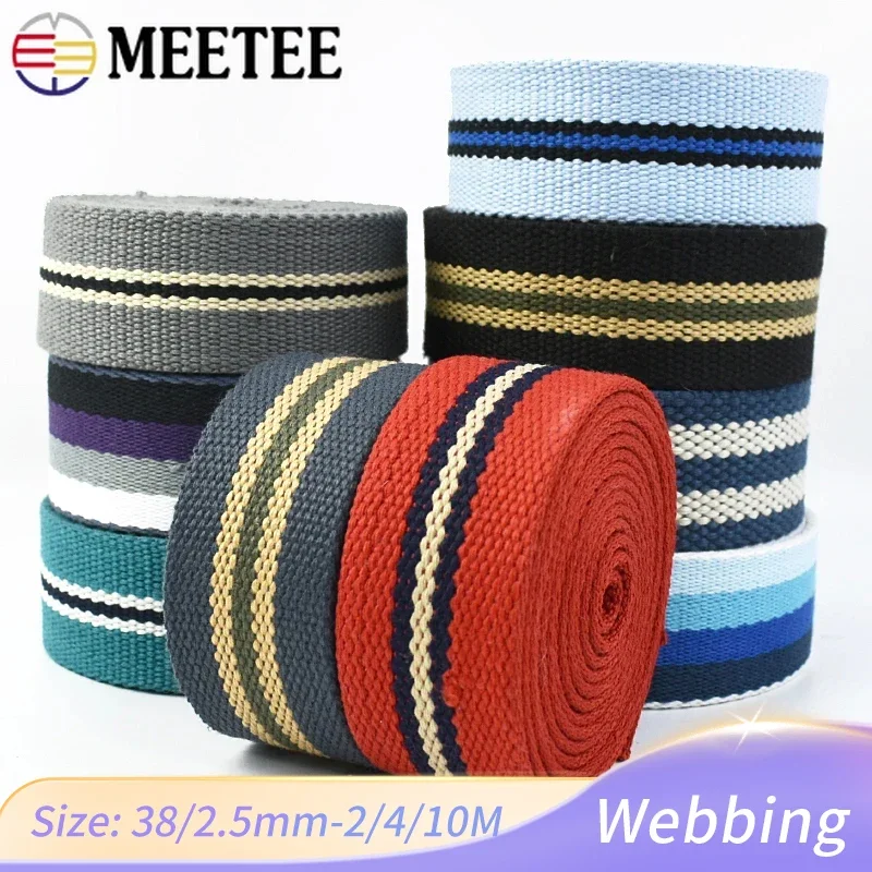 

2/4/10M Meetee 38mm Polyester Cotton Webbing Bag Strap Stripe Ribbon Band Belt Backpack Luggage Tapes DIY Sewing Accessories