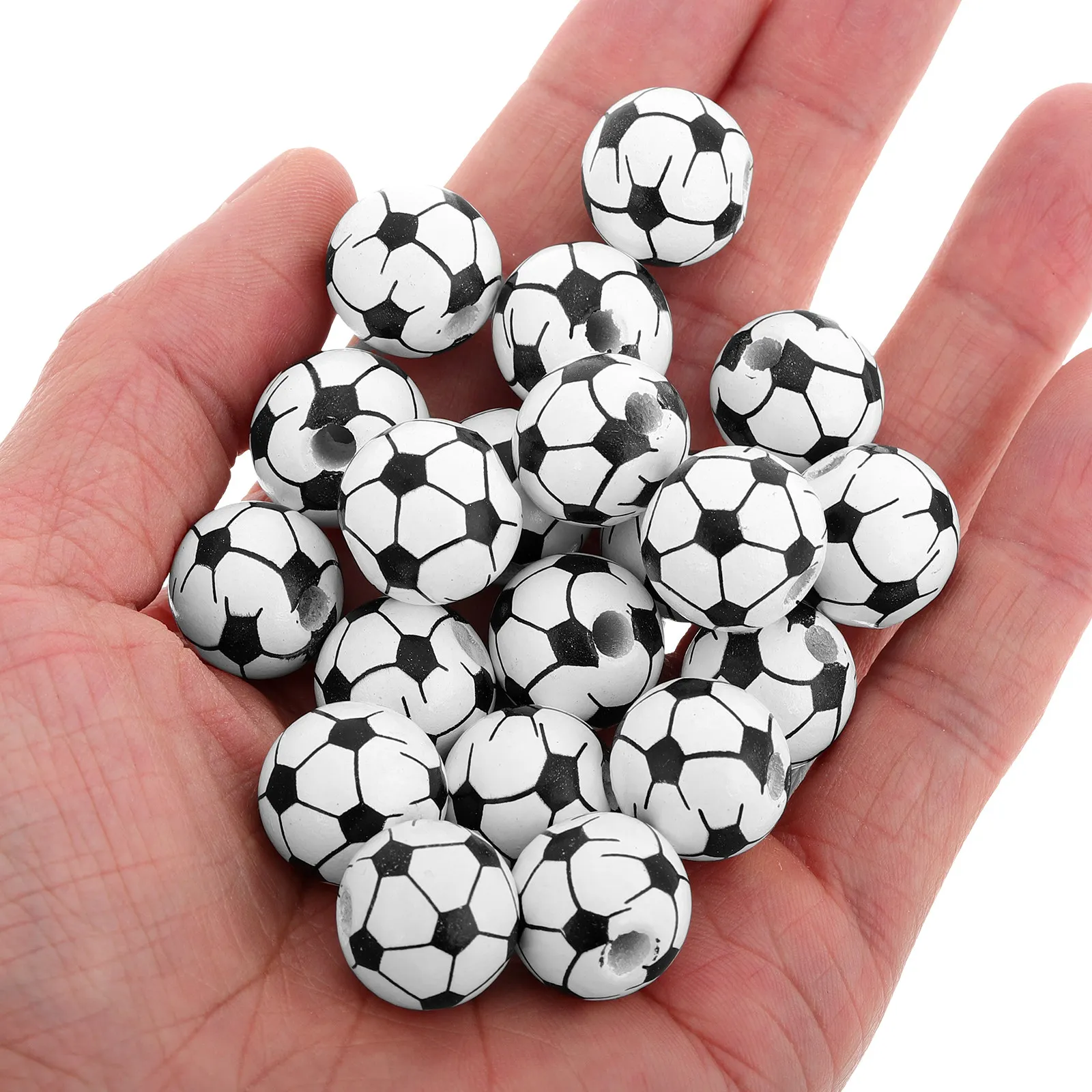 

20 шт. деревянных бусин в форме футбольного мяча для изготовления браслетов, украшений и поделок своими руками для мальчиков