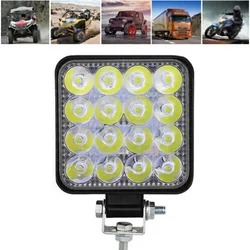 1PC 작업 빛 16 LED 작업 녹색 조명 바 투광 조명 자동차 ATV 오프로드 운전 안개 램프 12V 24V 48W 6000K 방수 라이트 바