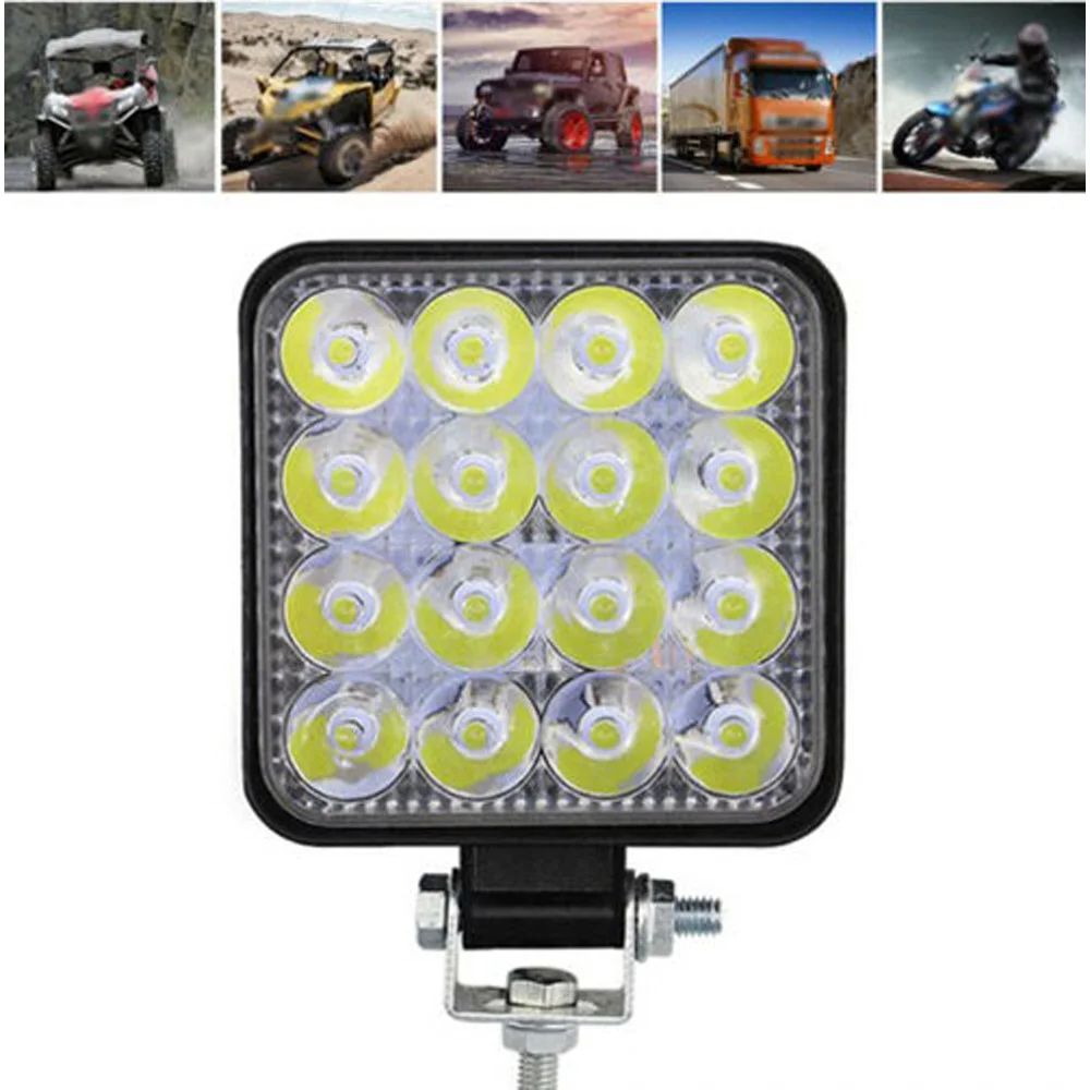 1PC Work Light 16 LED Work Green Lights Bar Floodlight Car ATV Off-Road Driving Fog Lamp 12V 24V 48W 6000K Waterproof Light Bar