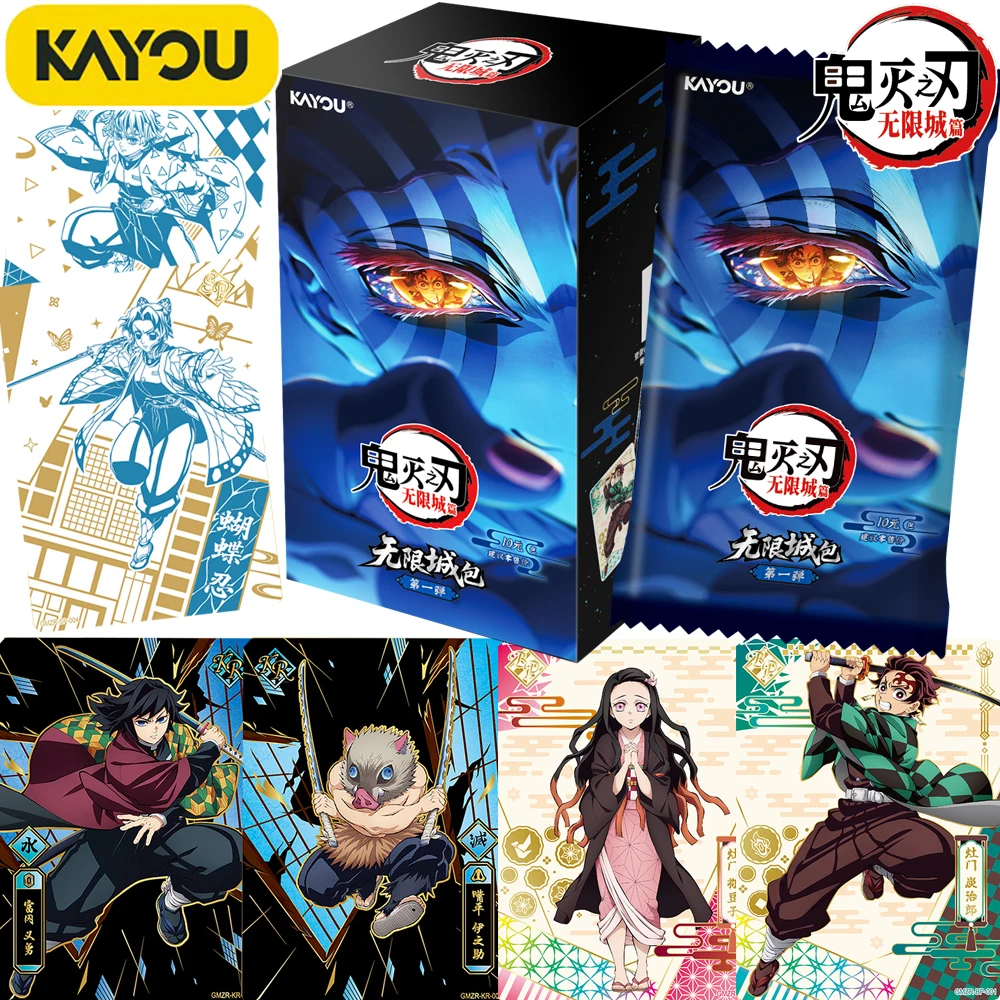 

New Official Kayou Demon Slayer Collection Cards Anime Hot Blooded Charm Figure Infinite City Chapter Portrait Cards Kids Gifts