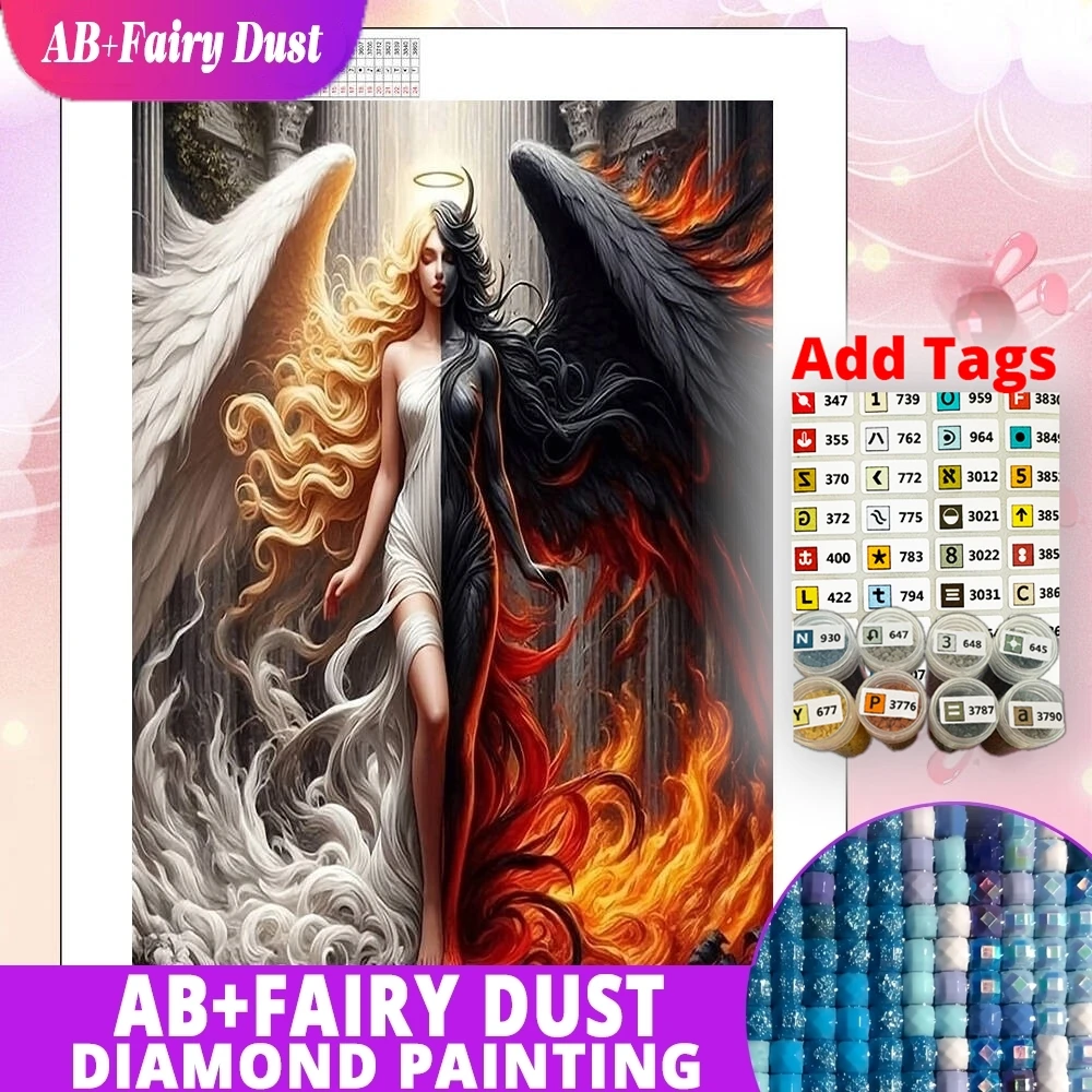

Фея Пыль AB поставляется с наклейками DMC 5D ДиИмозаика Ангел Женщина Портрет Наборы алмазной живописи Декор для дома