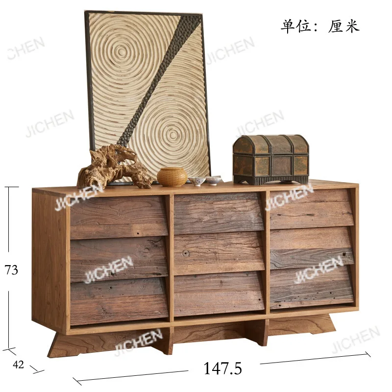 

Wabi-style solid wood nine-bucket cabinet Japanese-style storage side cabinet Medieval secret cabinet Hotel homestay furniture c