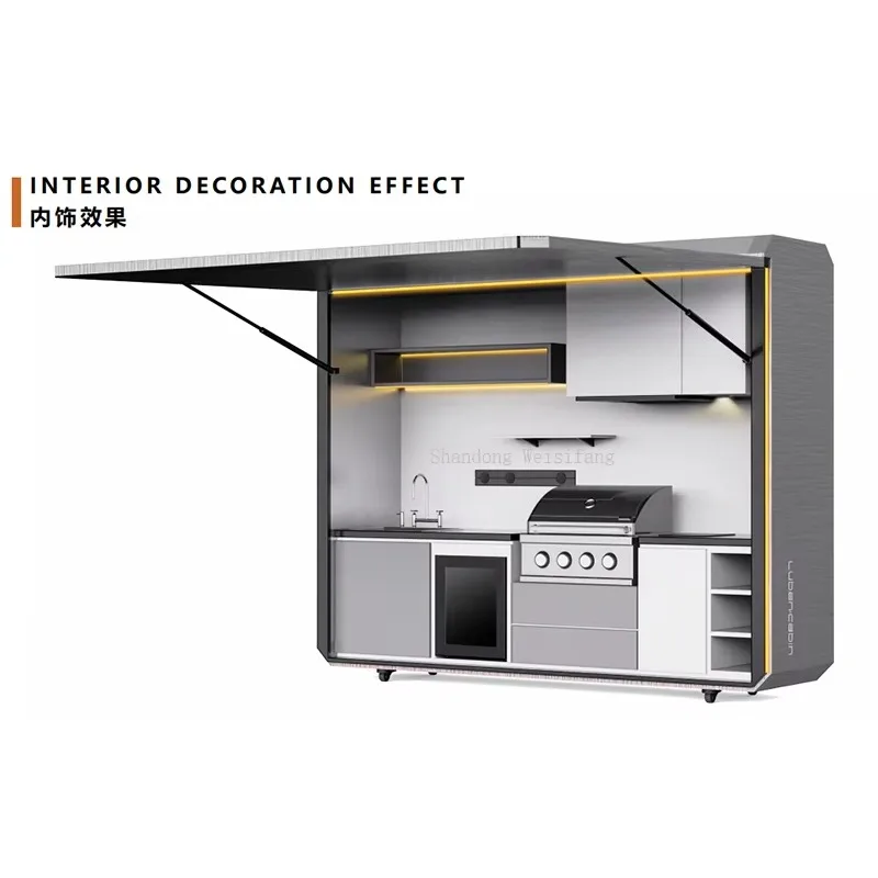 Outdoor Kitchen Pod Waterproof Portable BBQ Island Cooking Station for Backyard Patio Summer Party Compact All Weather Camping