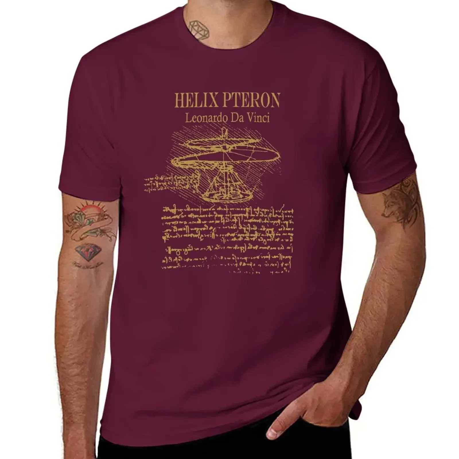 quick-drying mens clothing Leonardo da Vinci - Helix Pteron - Propeller - Helicopter T-Shirt graphic t shirts harajuku