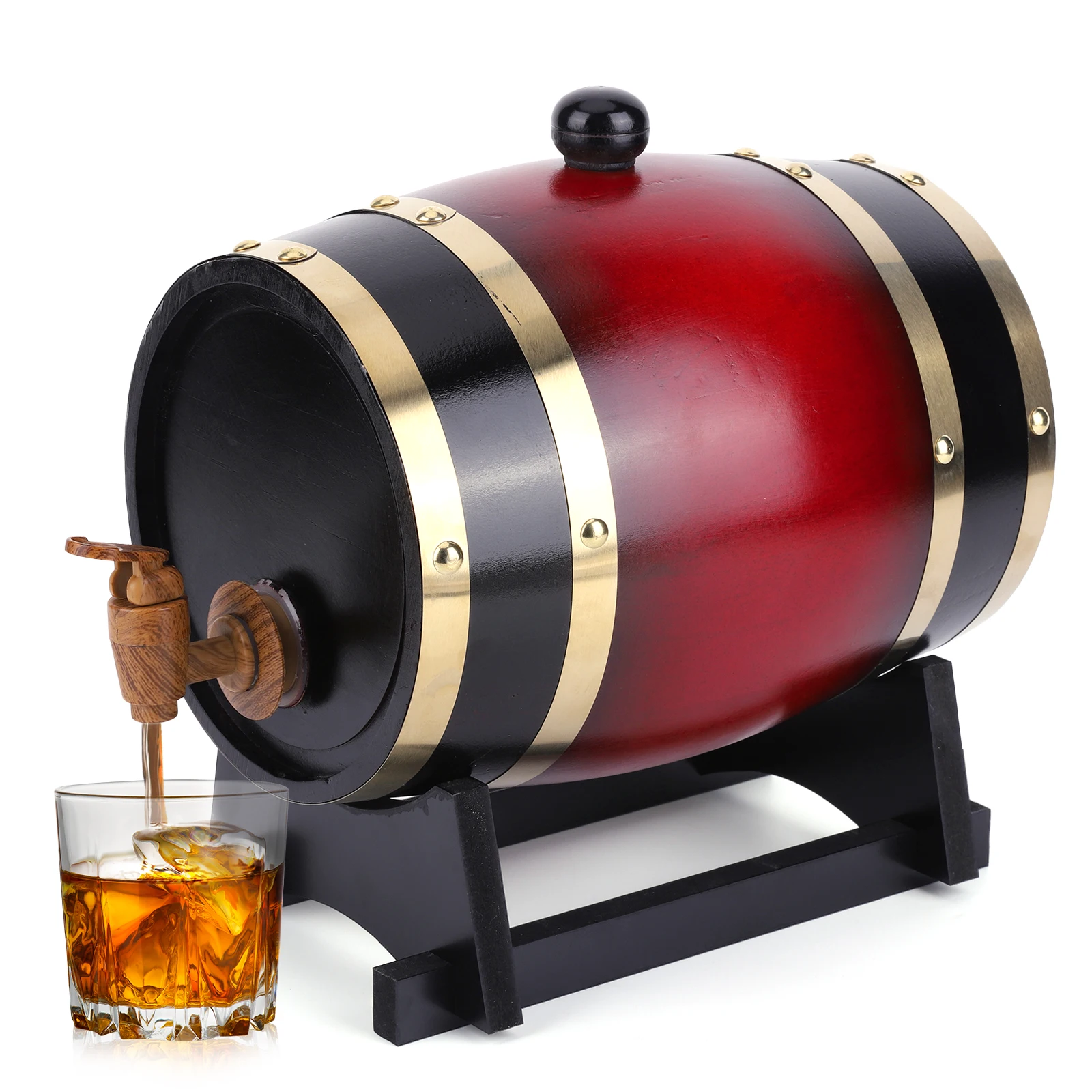 

3L Whiskey Barrel with Bracket Wine Storage Containers Large Capacity Vintage Beer Brewing Tools Wine and Whisky Bar Supplies