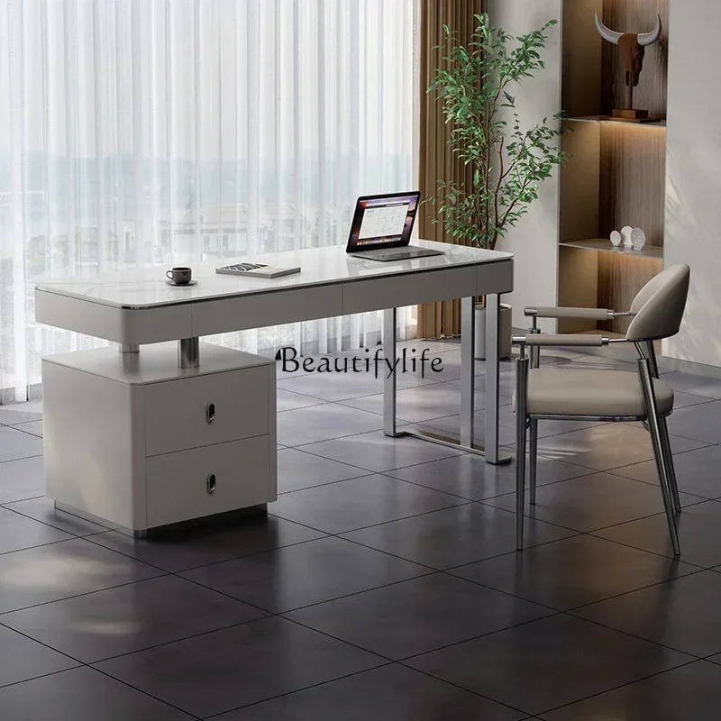 Italian minimalist rock slab desk designer light luxury computer desk bedroom modern minimalist desk