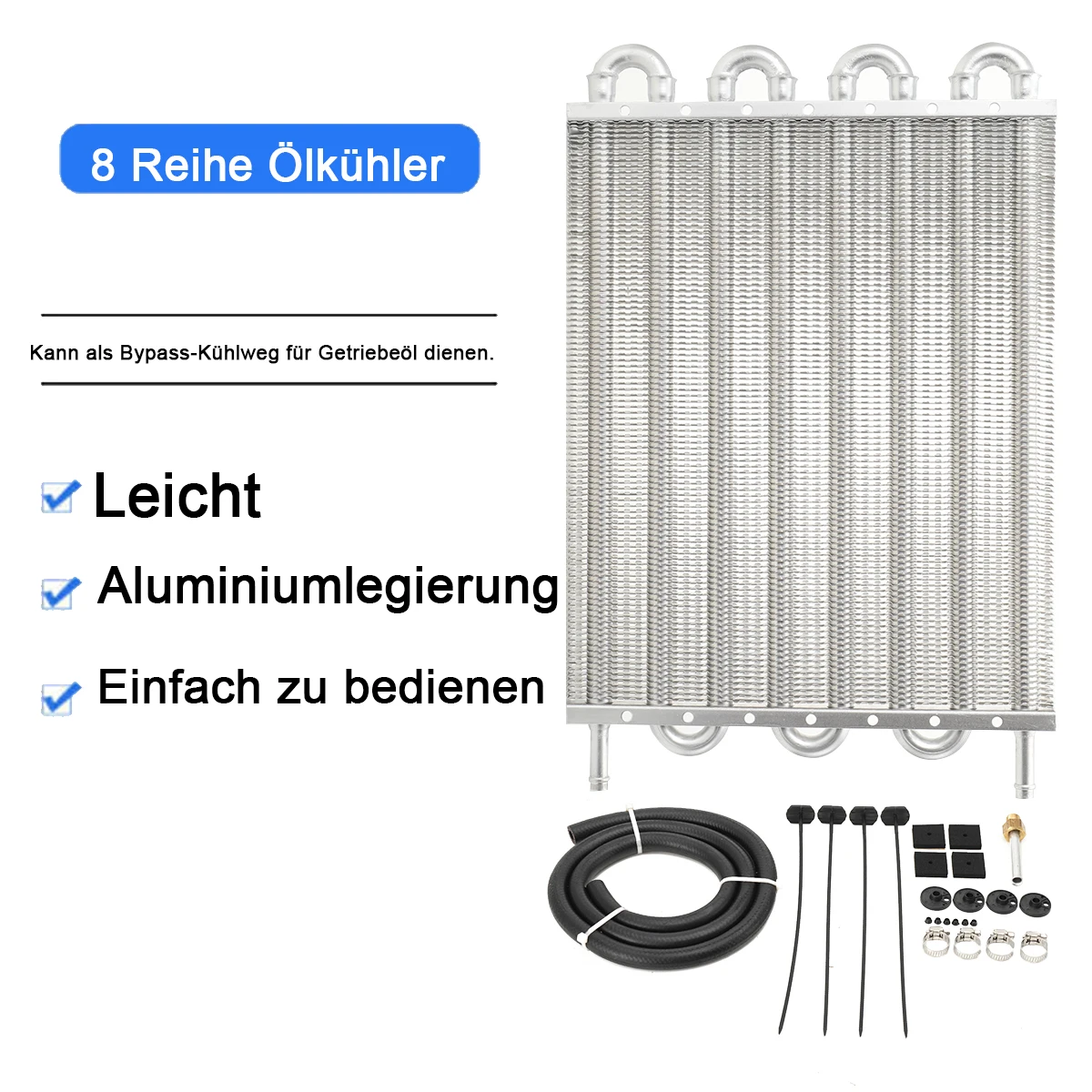 8-reihiger Ölkühler für Fernübertragung, Automobil-Klimaanlage, Rohrstil, Kondensator, Auspuffrohr, Kühler-Konverter-Set – Detail 2