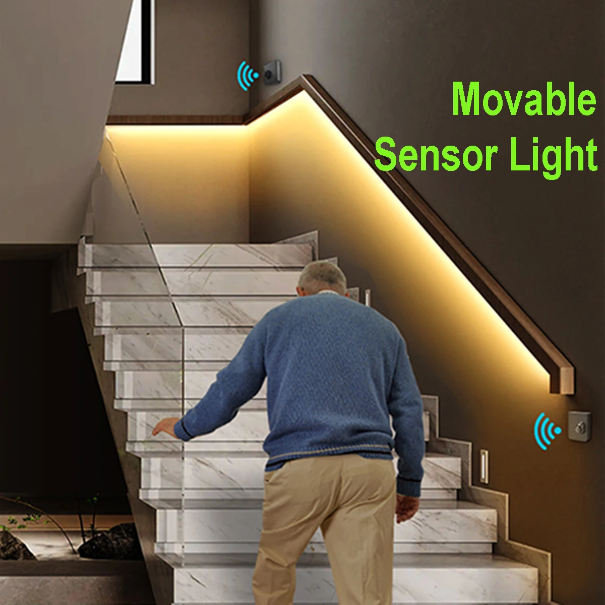 Stairs Lamp Flexible COB LED Night Light with 2 Movable Sensor PIR Motion Detection night lamp Bedroom Decor christmas gifts