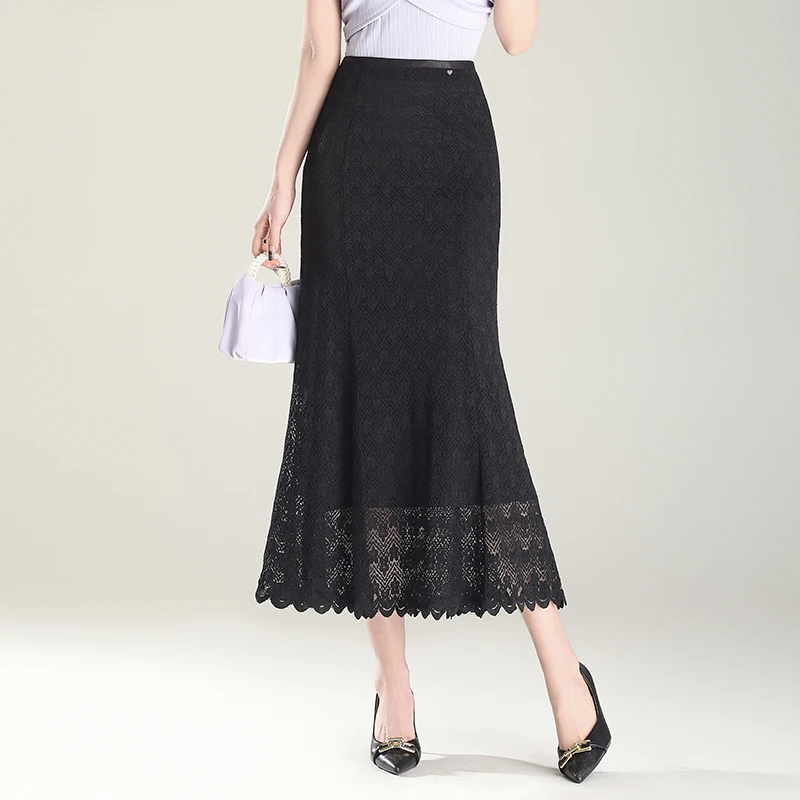 

Ele High Waist Lace Fi Tail Skirt Women's Spring 2025 New Sle Slimming Personali f Body Skirt Commute Korean Ver...