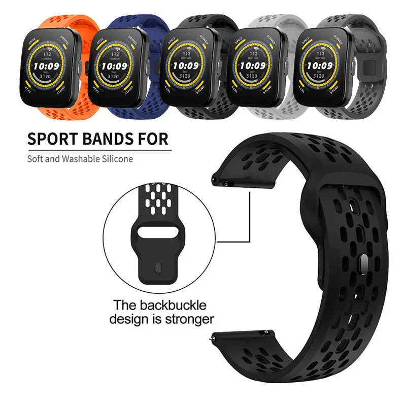 Дышащий спортивный ремешок 20 мм 22 мм для Amazfit Bip 6/Bip 5/Bip 3 Pro/Bip Lite S U