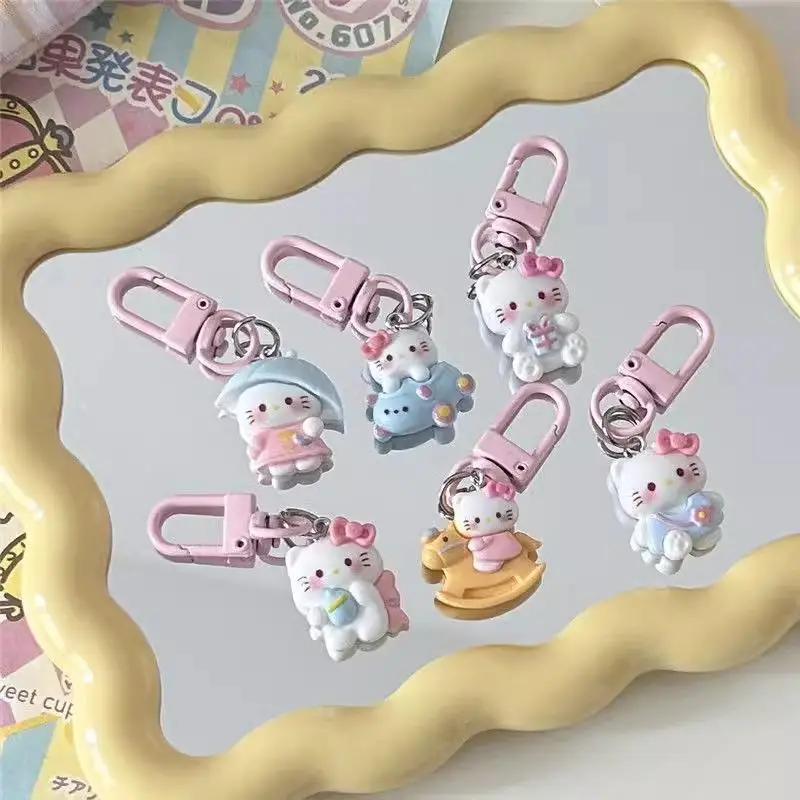 

Sanrio Kawaii Hello Kitty Fashion New Style Cross Dressing Keychain Backpack Pendant Cartoon Anime Peripheral Girl Birthday Gift