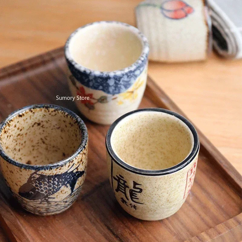 50ml Chinese Retro Ceramic Tea Cup Ceramic Mug Japanese Sake Cup Crockery Tea Cups Personal Single Cup Drinkware Cute Cup