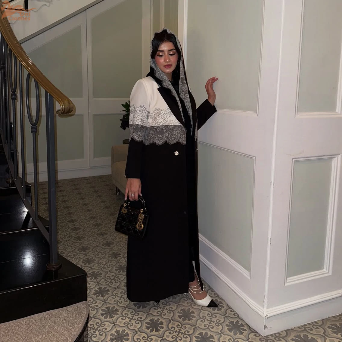

Uni Luxury Arabic Lace Patchwork Muslim Modest Cardigan for Women Elegant Dubai Abaya Dress New Islamic Marocain Caftan Robe