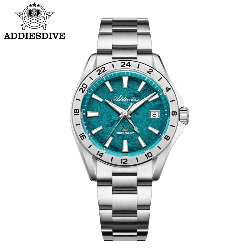 ADDIESDIVE GMT Quartz Watch Sapphire Crystal Stainless Steel BGW9 Luminous Men's Luxury Watch Waterproof 200M Outdoor WristWatch image 3