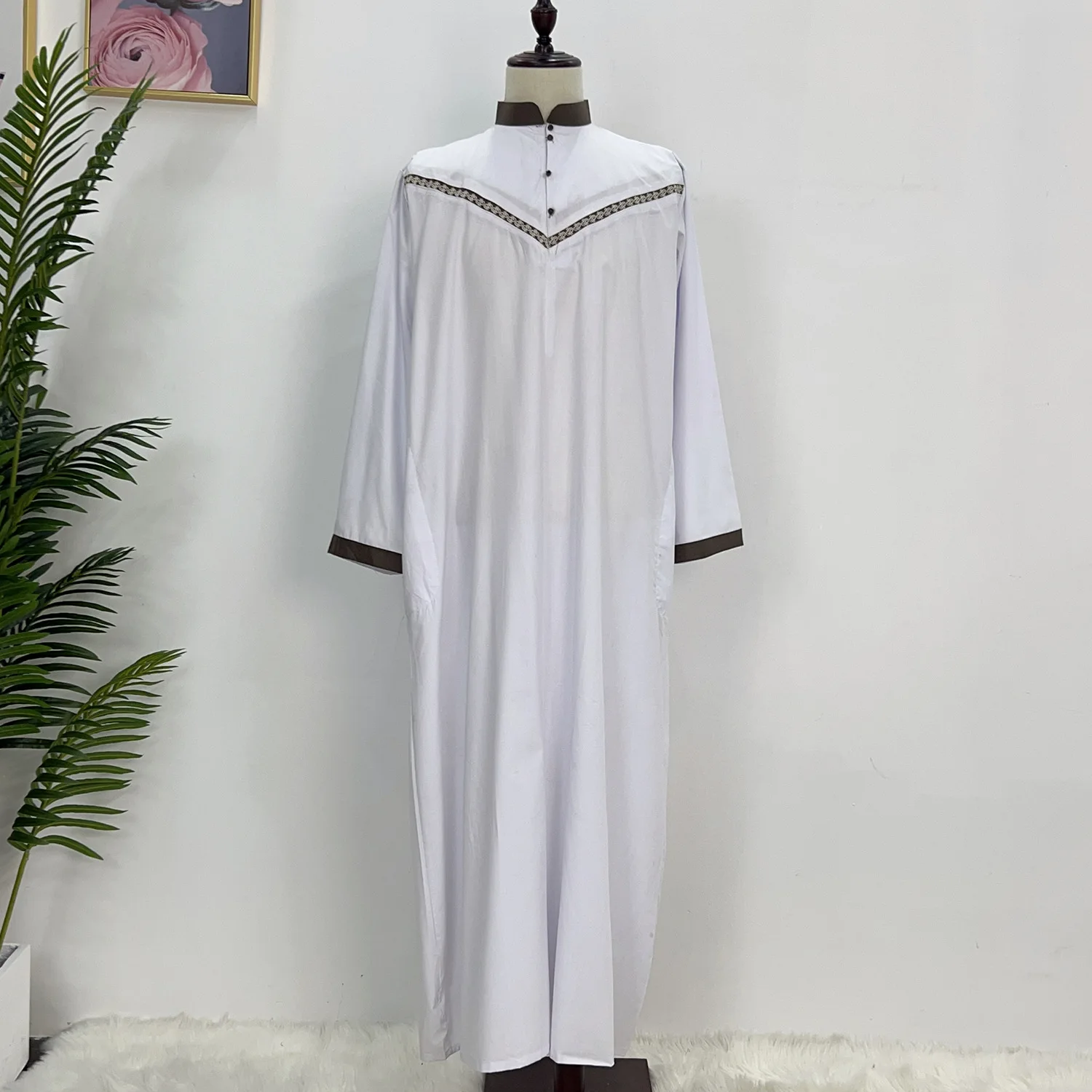 Männer Muslimische Robe Nahen Osten Saudi-Arabien Dubai Islamische Langarm Kleidung Eid Ramadan Jubba Thobe Kaftan Abaya Kleid Dishdasha