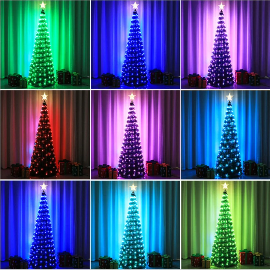 Guirxiété lumineuse dégradée d'arbre de Noël RVB intelligent, guirxiété LED à distance, fil de cuivre, lumières pour jardin, fête de mariage, décoration de vacances, 20m