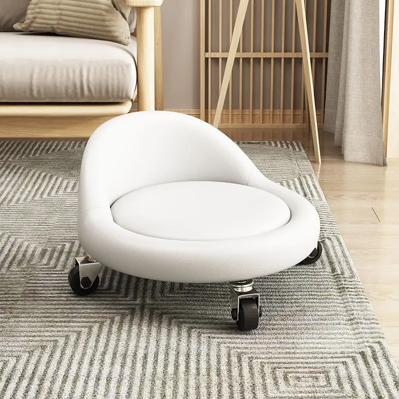 

Living Room Newest Small Round Floor Pulleystool Pedicure Massage Stool Furniture Chair Roller Seat Stool with Wheels Pulley