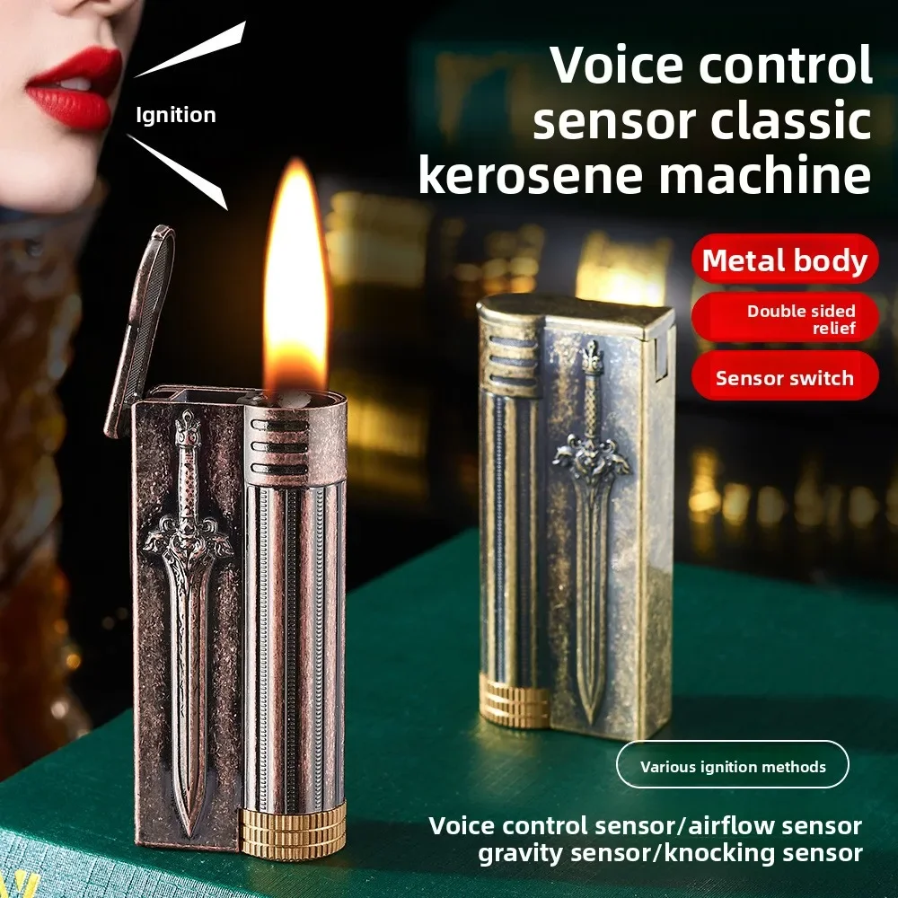 

New Creative Vintage Oil Lighter Intelligent Voice Control Petrol Lighter with Multiple Ignition ModesMen's Smoking Accessories