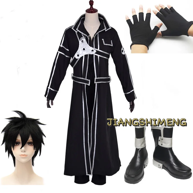 

Anime Kirigaya Kazuto Cosplay Costumes Sword Art Online Kirito Shoes Alicization Wigs Boots Uniform Set Adult Unisex Cosplay