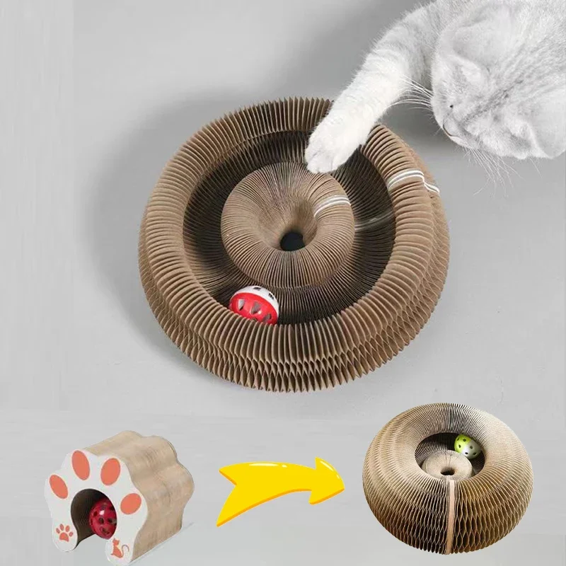 

Funny Toy Magic Cat Scratch Board Multiple shapes with Ball Cat Grinding Claw Training Round Corrugated Paper Toy Cat House