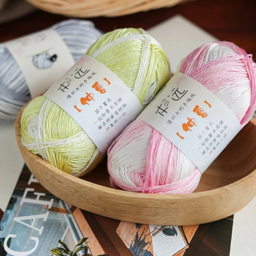 300g Summer Linen Lyocell Yarn Long Dyed Lace Thread Woven Crochet Thread Short Sleeved Sweater Shawl for summer
