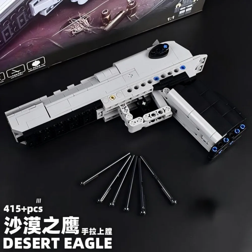 

The building block kit can build M4A1 desert eagle and mini gun models to fire safe bullets for fun action games