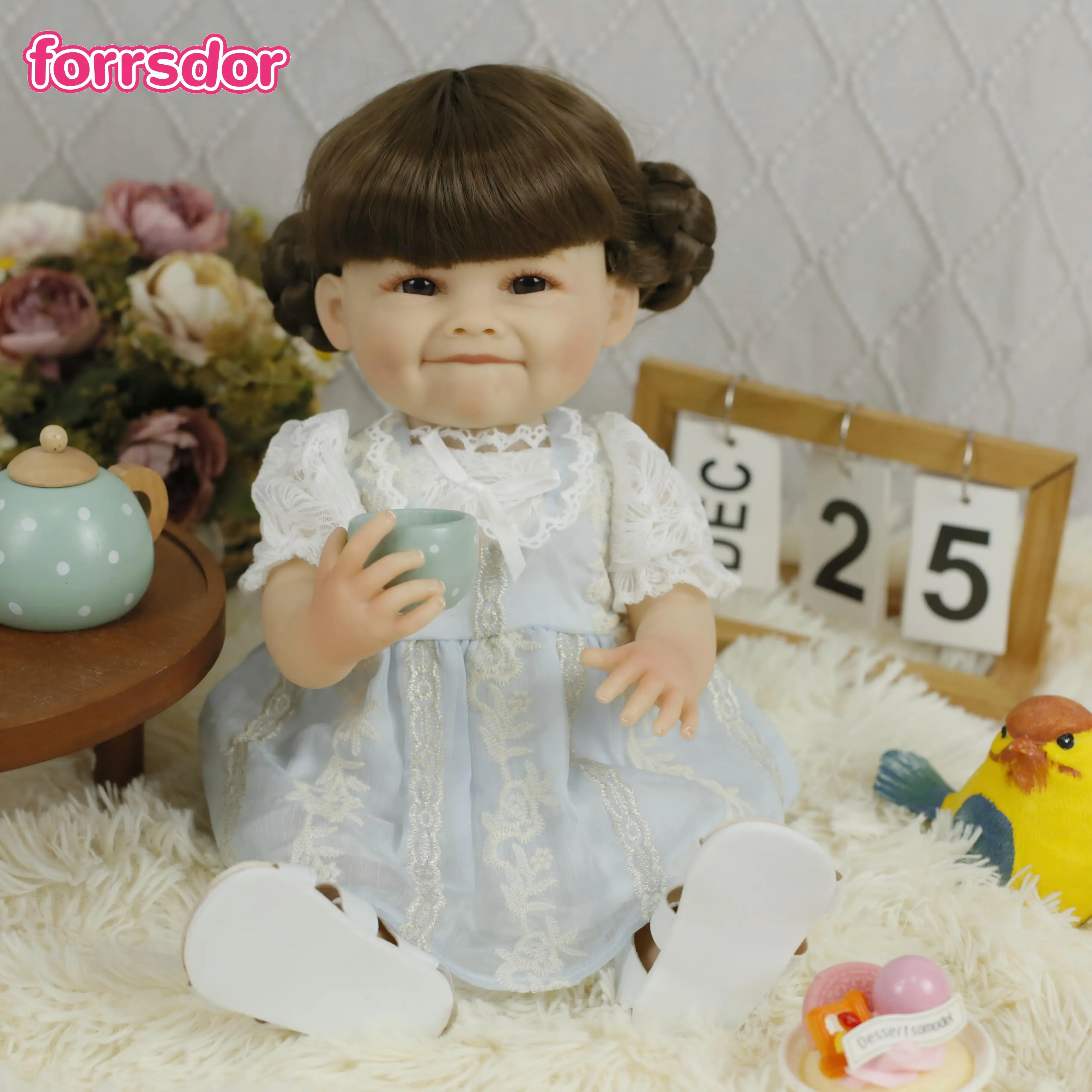 

48CM Full Body Soft Silicone Reborn Toddler Doll Raya Lifelike Soft with Hair Painted Skin Washable Handmade Lifelike Realistic