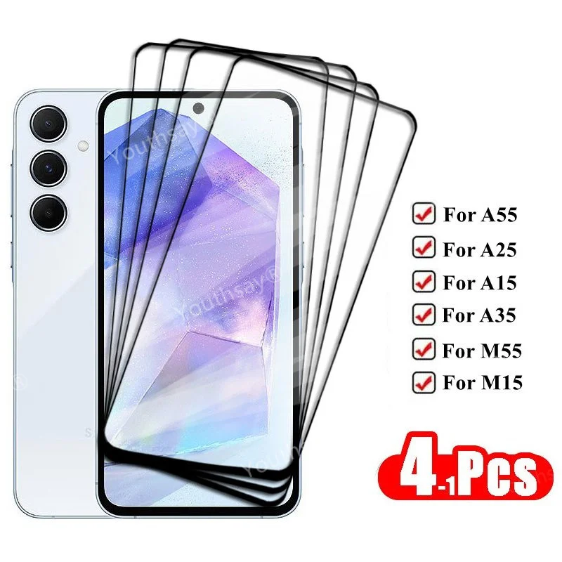 For Samsung Galaxy A55 Tempered Glass Samsung Galaxy A55 A35 A25 A15 M55 M15 Screen Protector Protective Phone Film Samsung A55