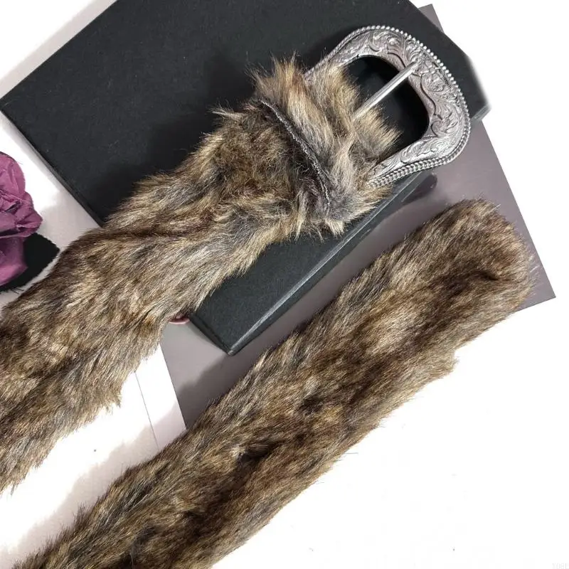 2000s فروي أفخم الشتاء حزام الإكسسوارات حزام للسترة الستر معطف قابل للتعديل حزام عريض للنساء المراهقات Y08E