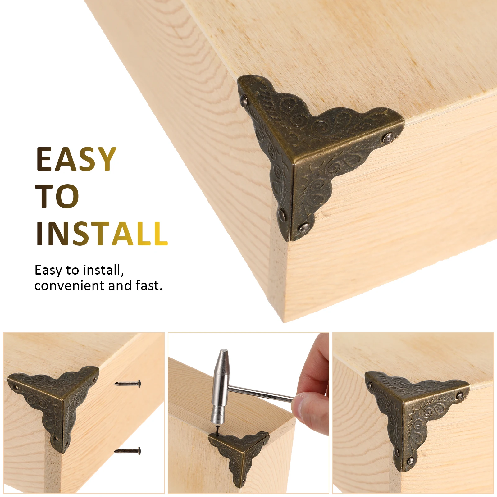 30 قطعة حشوات للزوايا المطبوعة تقليم معدني عتيق للأثاث حافة حماية الجدول خزانة درج غطاء غبار قوس الأجهزة #3