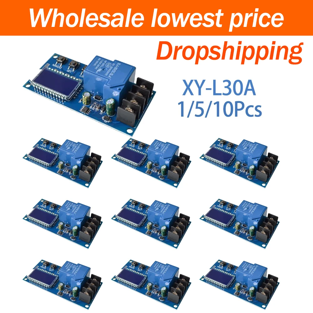 1/5/10Pcs XY-L30A 6-60V Digital Battery Charging Control Module Full Charge Automatic Shutdown Overcharge Prevention Protection