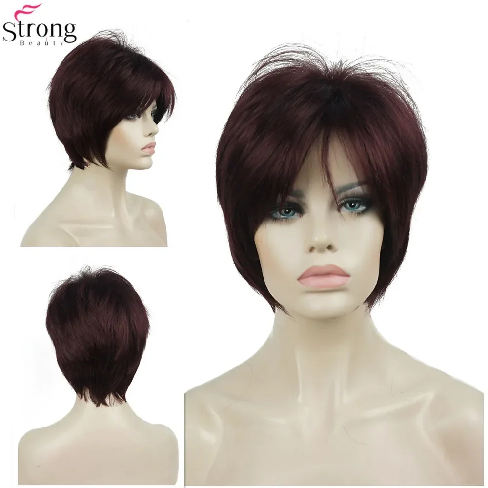 StrongBeauty Synthetic Wig Women\'s Brown/Blonde Hair Natural Wig Short Straight Wigs