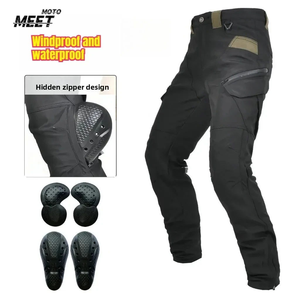 All-season Motorcycle Pants Waterproof Breathable High-waisted Motor Riding Pants Windproof Double-layer Anti-drop Pants For Men