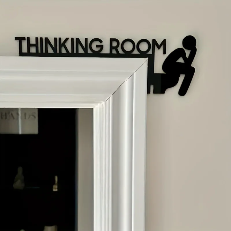 1Pc Interesting Metal Sign for the Restroom Door, Funny Bathroom Sign for Home, Fun Bathroom Door Decoration Black Sign, Home Decor Sign
