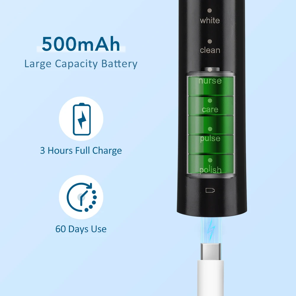 Smart Rotating Timing Electric Toothbrush 6 Modes Rechargeable Rotary Toothbrush With 4 Replacement Brush Heads Teeth Whitening - Image 5