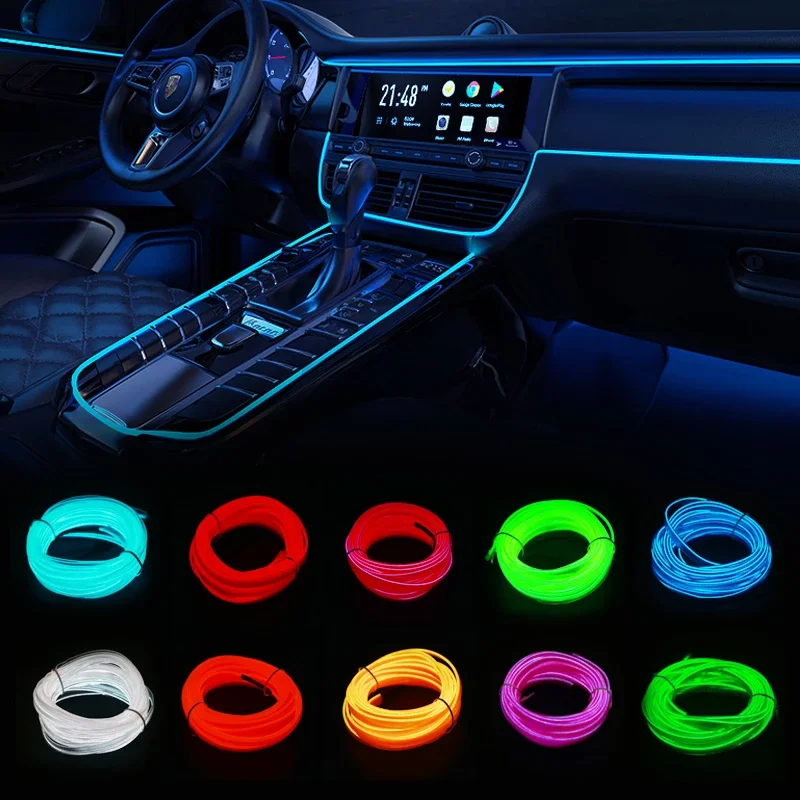 1PC 3M Blue LED Car Interior Decoration Light USB Power Supply