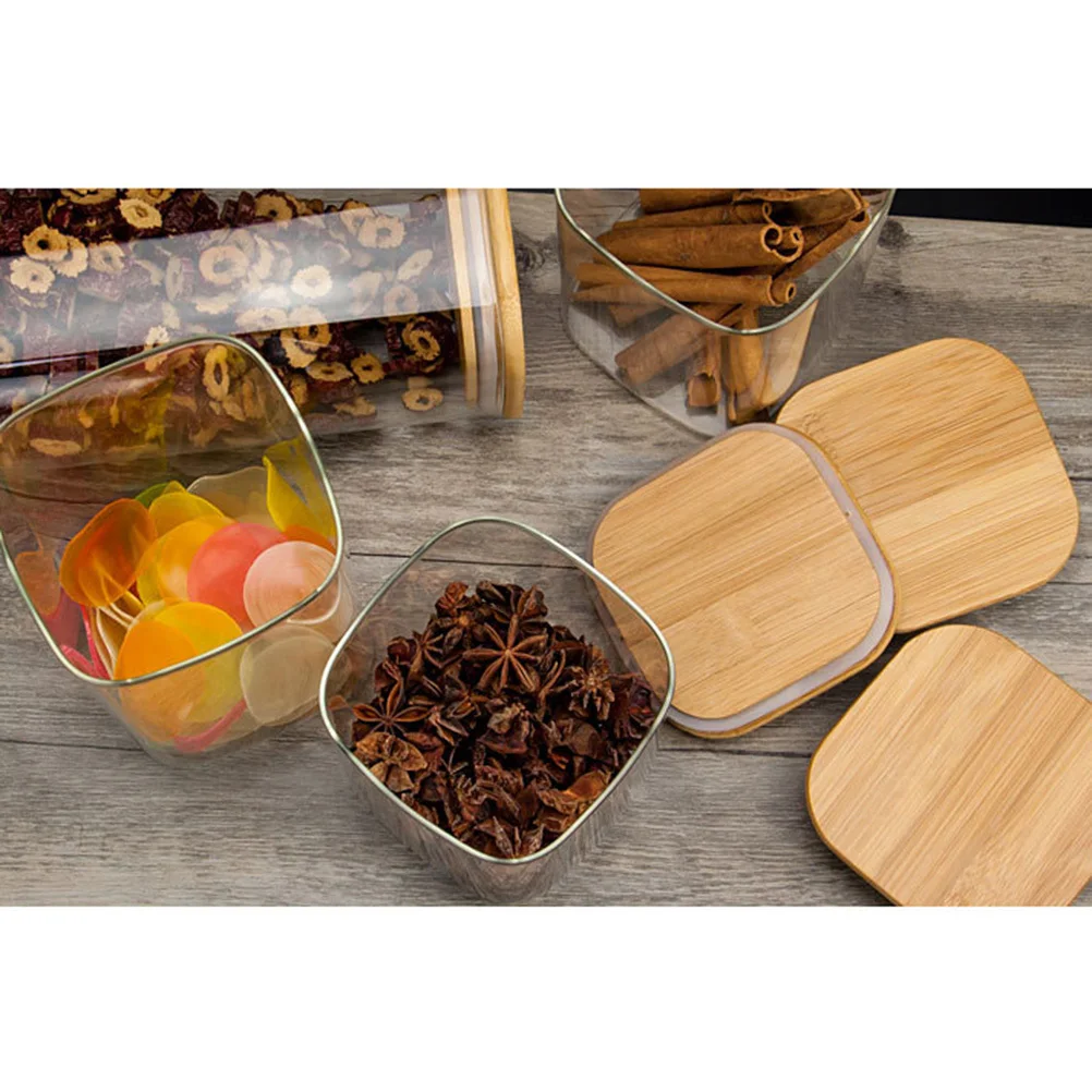 

550Ml Sealable Glass Jar for Food Storage Airtight Container with Wood Lid Silicone Ring Dry Goods Keeper Tea Coffee Beans