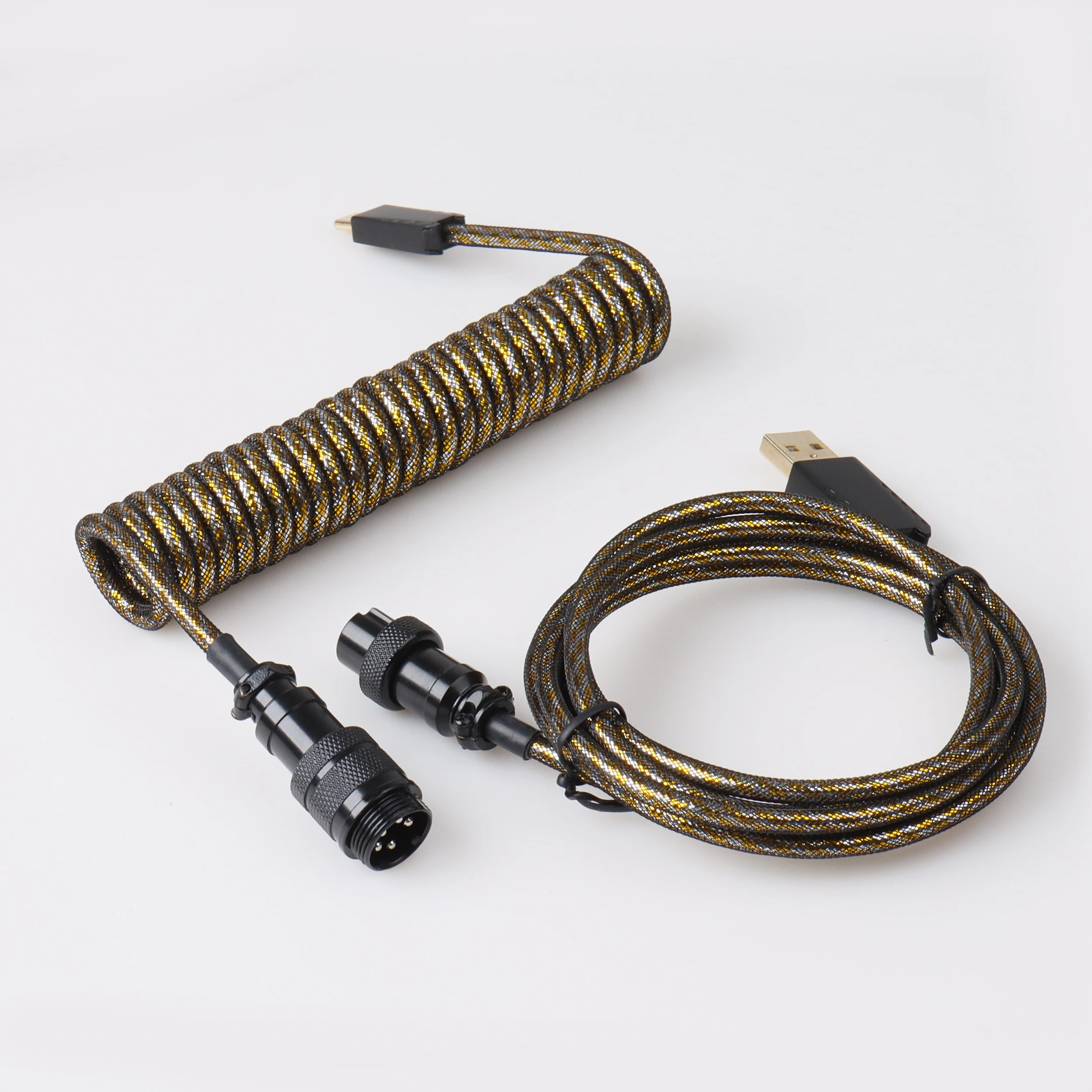 LANO-Teclado mecánico en espiral para videojuegos, Cable de bobina colorida Usb C, Conector de aviador, Cable de aviación GX16, el más nuevo