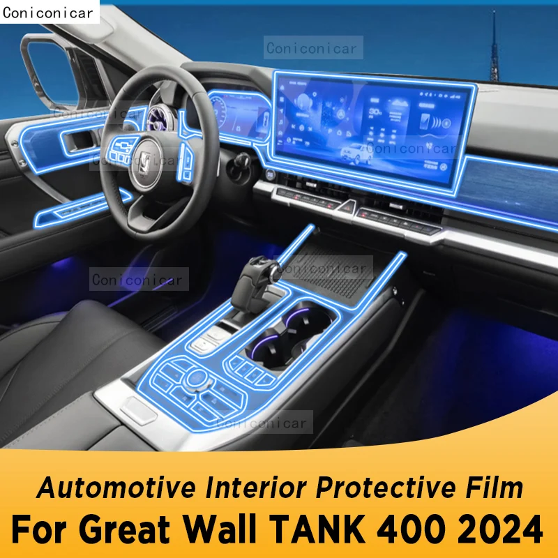 For Great Wall TANK 400 2024 Gearbox Panel Navigation Automotive Interior Screen TPU Protective Film Cover Anti-Scratch