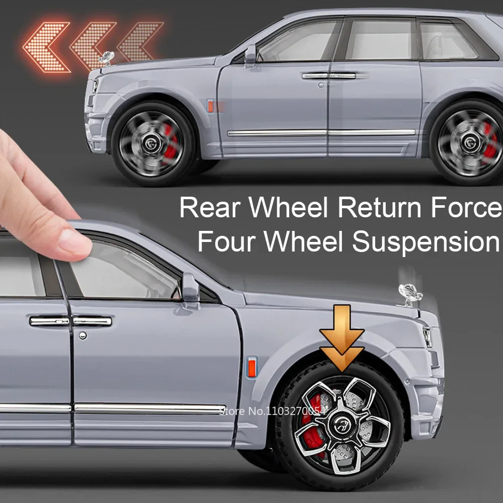 1:20 رولز رويس كولينان شارة سوداء فانتوم سبيكة نموذج اللعب دييكاست سيارة 6 أبواب مفتوحة ضوء الصوت التراجع هدايا عيد الميلاد